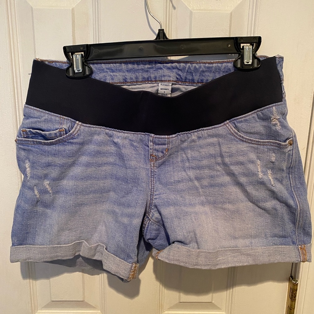 Maternity- Women's Blue Denim Shorts